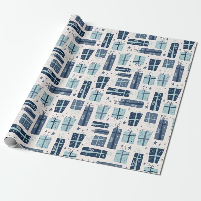 Personalisierter Name Boho präsentiert Muster Weih Geschenkpapier (Ungerollt)