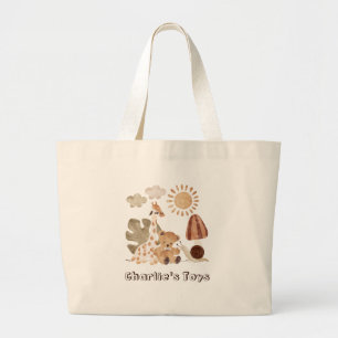 Personalisierter Name Boho Woodland Jungtier Jumbo Stoffbeutel