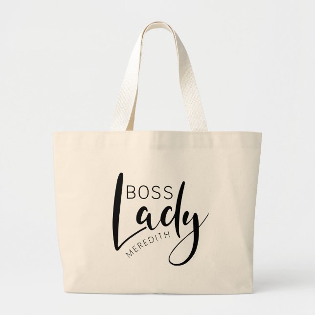 Personalisierter Name Boss Lady Logo Jumbo Stoffbeutel (Vorne)