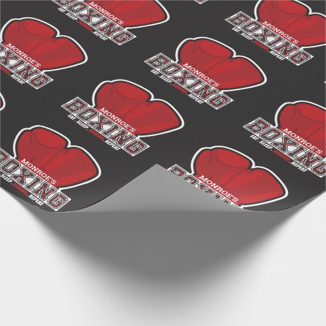Personalisierter NAME Boxer Boxing Glove Prize Fig Geschenkpapier (Ecke)
