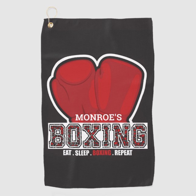 Personalisierter NAME Boxer Boxing Glove Prize Fig Golfhandtuch (Vorderseite)