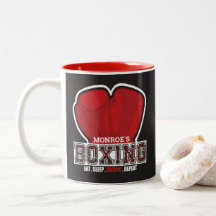 Personalisierter NAME Boxer Boxing Glove Prize Fig Zweifarbige Tasse