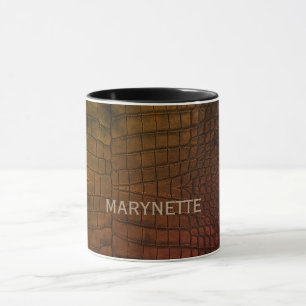 Personalisierter Name Braun Alligator Textur druck Tasse