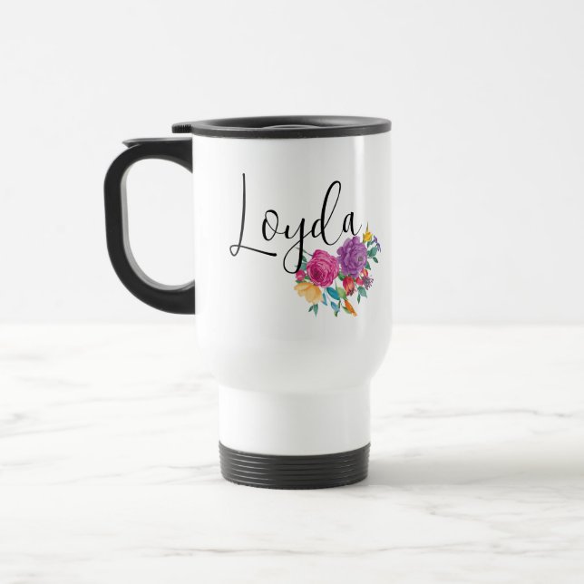 Personalisierter Name Bright Fiesta Floral Reisebecher (Links)