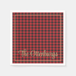 Personalisierter Name Buffalo Kariert Red Rustic P Serviette