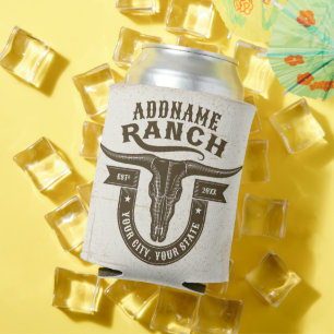 Personalisierter NAME Bullen-Schädel Western Ranch Dosenkühler