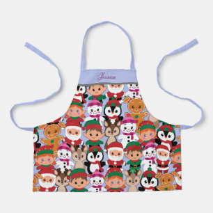 Personalisierter Name Bunter Teddy Weihnachten Schürze