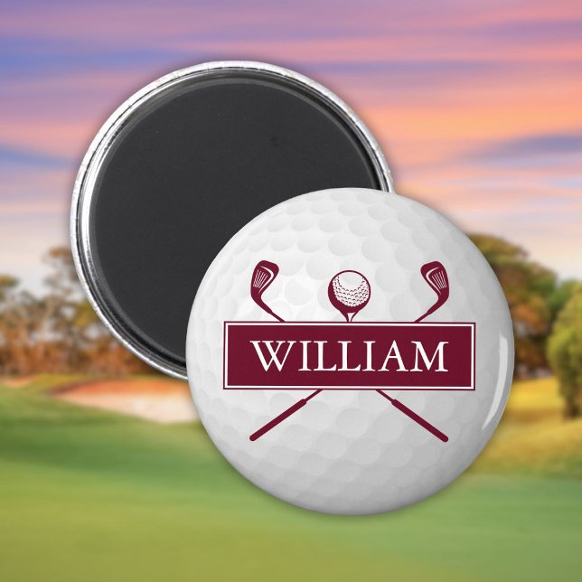 Personalisierter Name Burgundy Golf Ball Magnet (Personalized Name Burgundy Golf Ball Magnet)