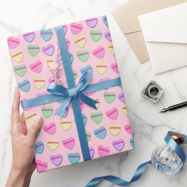 Personalisierter Name Candy Conversation Heart - R Geschenkpapier (Schenken)