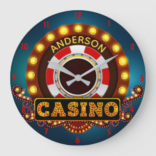Personalisierter Name Casino Spielzimmer Große Wanduhr