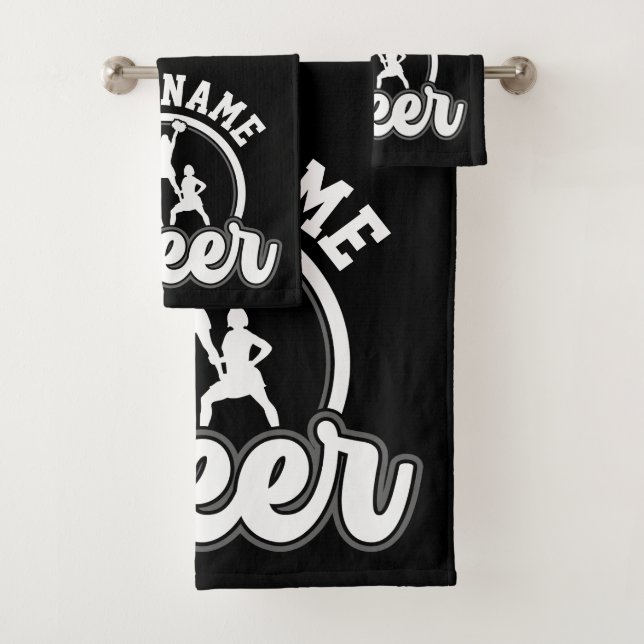 Personalisierter NAME Cheer Team Varsity Cheerlead Badhandtuch Set (Insitu)