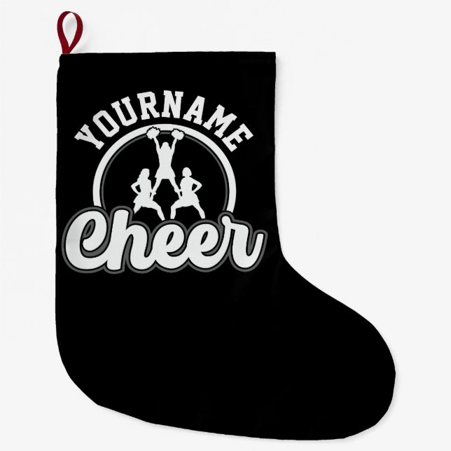 Personalisierter NAME Cheer Team Varsity Cheerlead Großer Weihnachtsstrumpf (Vorderseite)