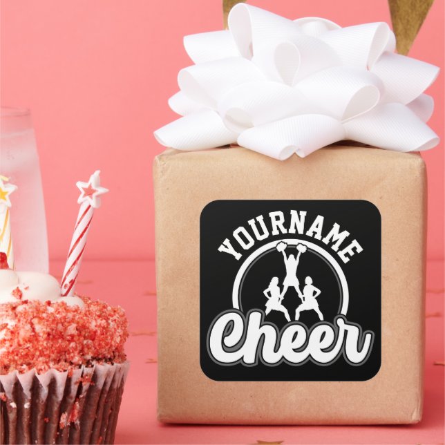 Personalisierter NAME Cheer Team Varsity Cheerlead Quadratischer Aufkleber (Party)