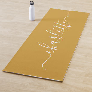 Personalisierter Name Chic Calligraphy Mustard Yel Yogamatte