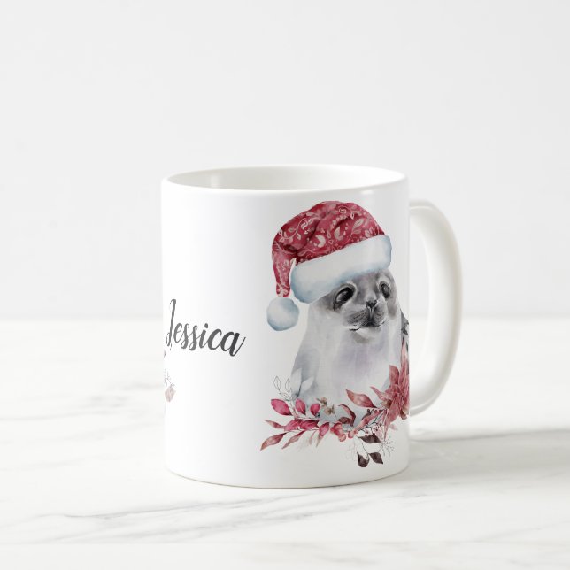 Personalisierter Name Chrismas Siegel Kaffeetasse (VorderseiteRechts)