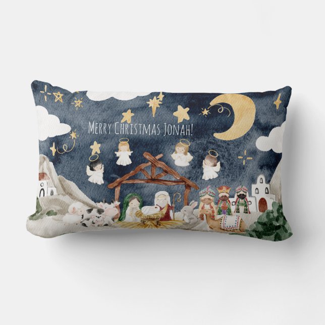 Personalisierter Name Christlich Kids Weihnachten Lendenkissen (Vorderseite)
