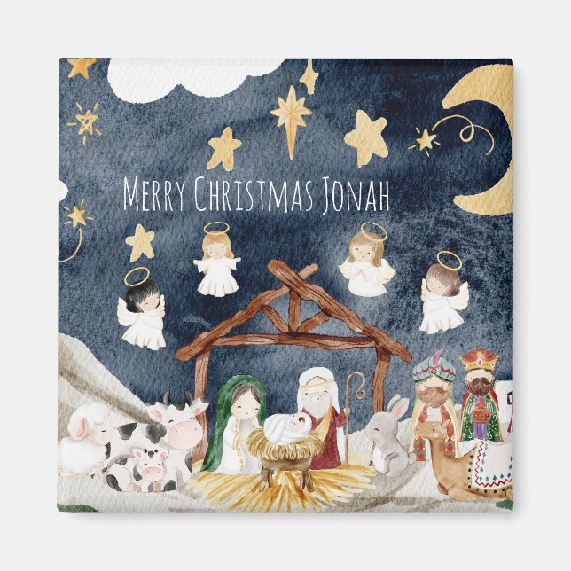 Personalisierter Name Christlich Weihnachtskinder Magnet (Vorne)