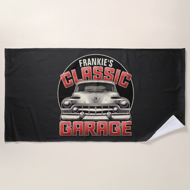 Personalisierter NAME Classic Autohaus Custom Shop Strandtuch (Vorderseite)
