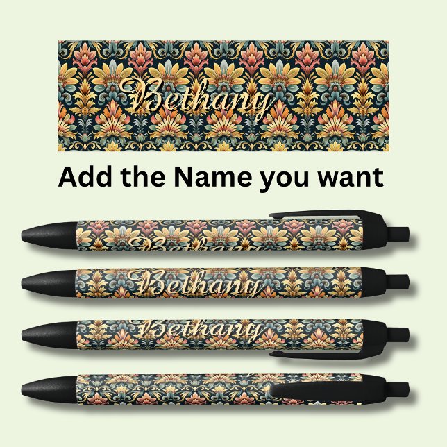 Personalisierter Name Classic floral Kugelschreiber (Von Creator hochgeladen)