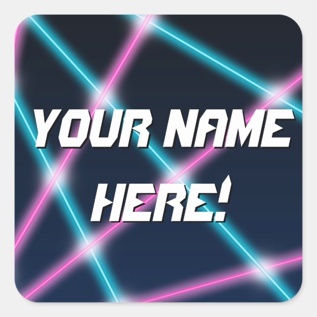 Personalisierter Name Cool Kids 80er Laser Retro N Quadratischer Aufkleber (Vorderseite)