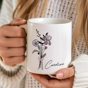 Personalisierter Name Coquette Geburtstagsblume Fe Kaffeetasse