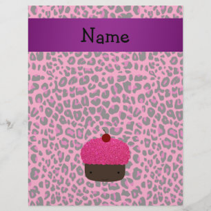 Personalisierter Name cupcake rosa Leopardendruck Flyer