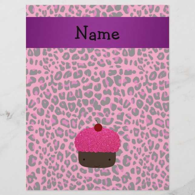 Personalisierter Name cupcake rosa Leopardendruck Flyer (Vorne)