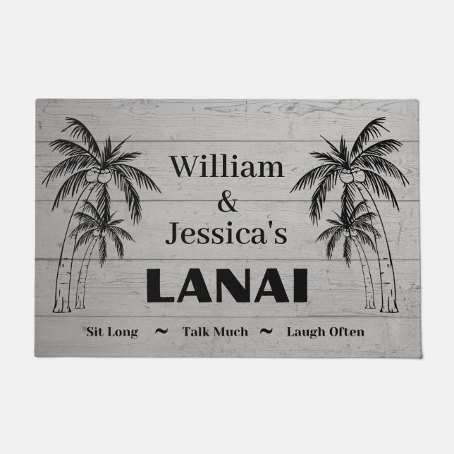 Personalisierter Name Custom Lanai Tropical Palm T Fußmatte (Vorderseite)