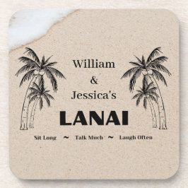 Personalisierter Name Custom Lanai Tropical Palm T Getränkeuntersetzer
