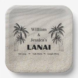 Personalisierter Name Custom Lanai Tropical Palm T Pappteller