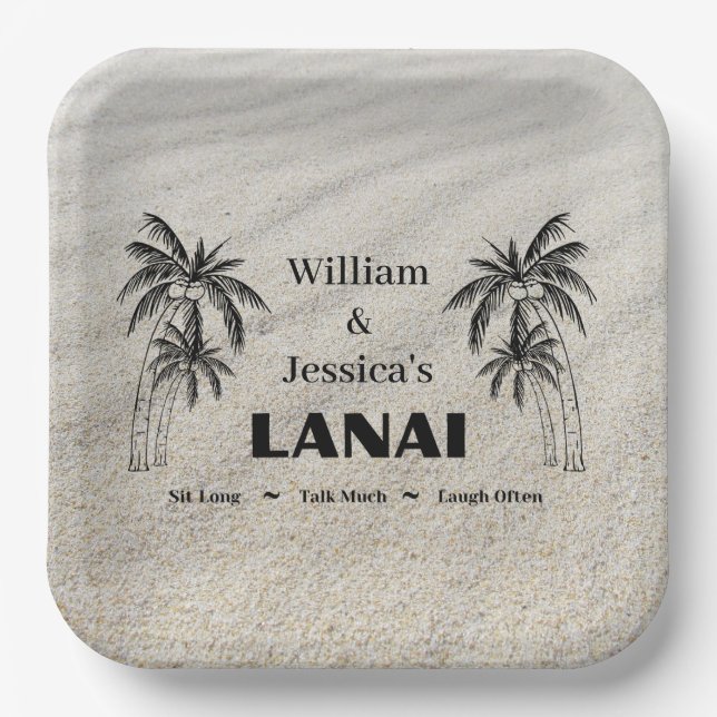 Personalisierter Name Custom Lanai Tropical Palm T Pappteller (Vorderseite)