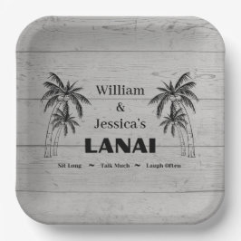 Personalisierter Name Custom Lanai Tropical Palm T Pappteller