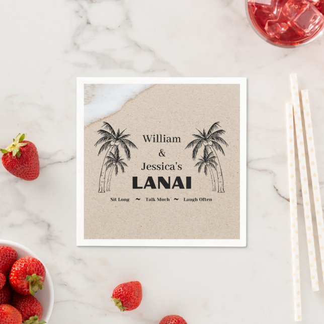 Personalisierter Name Custom Lanai Tropical Palm T Serviette (Beispiel)