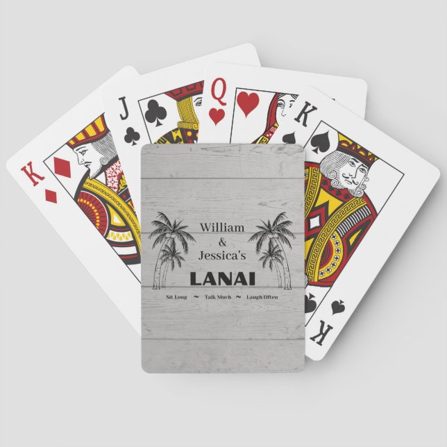 Personalisierter Name Custom Lanai Tropical Palm T Spielkarten (Rückseite)