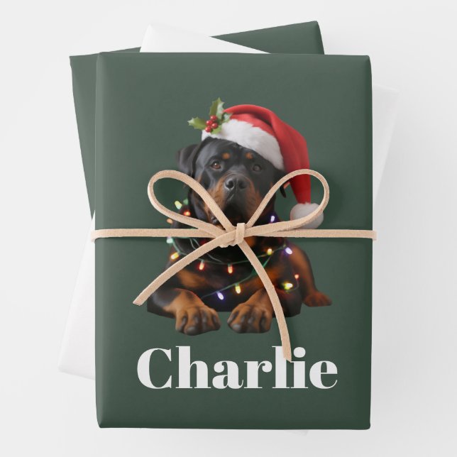 Personalisierter Name Custom Rottweiler Dog Weihna Geschenkpapier Set (Beispiel)