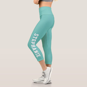 Personalisierter Name Custom Türkis Capri Leggings