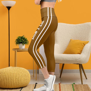 Personalisierter Name Custom White Brown Cat Mama Capri Leggings