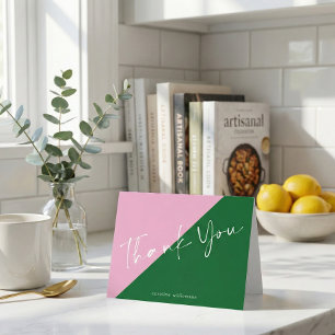 Personalisierter Name Cute Preppy Rosa und Grün Dankeskarte