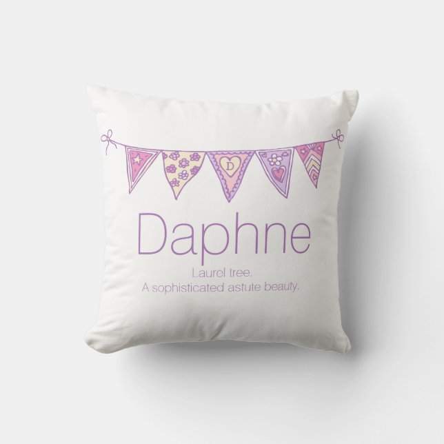 Personalisierter Name Daphne bunte lila Brauch Kissen (Vorderseite)