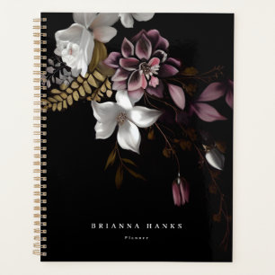 Personalisierter Name Dark and Moody Floral Planer