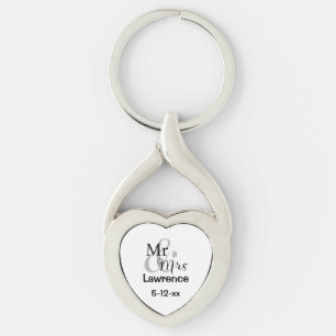 Personalisierter Name Datum Mr. & Mrs. Wedding Cou Schlüsselanhänger