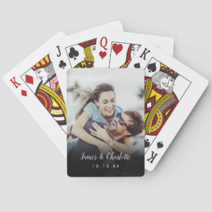 Personalisierter Name Datum Paar Foto Spielkarten