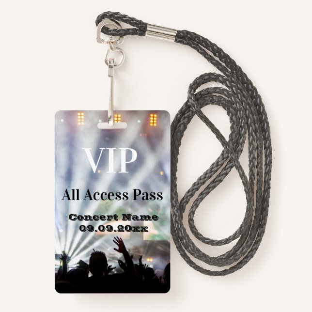 Personalisierter Name Datum VIP Konzeptzugang Ausweis (Vorderseite mit Schlüsselband)