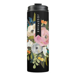 Personalisierter Name der bemalten Blumenbrauke Thermosbecher