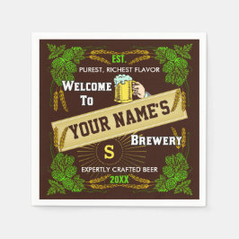 Personalisierter Name der Bier-Brauerei | Hopfen B Serviette