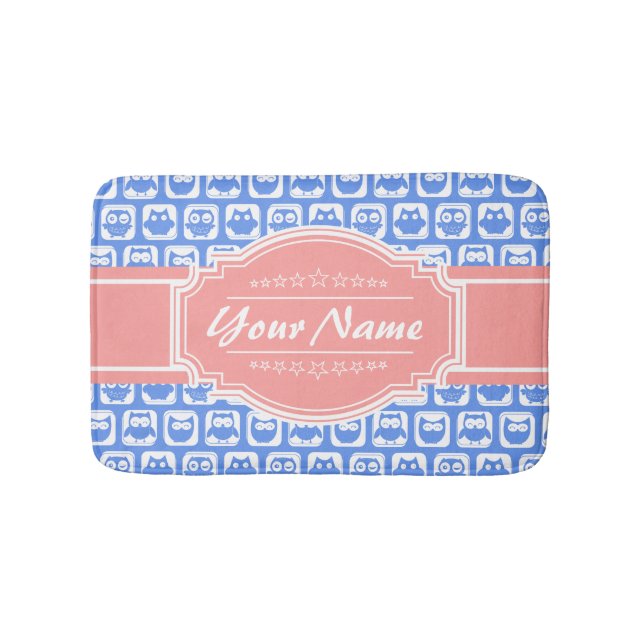 Personalisierter Name der Blauen Eule Badematte (Vorderseite)