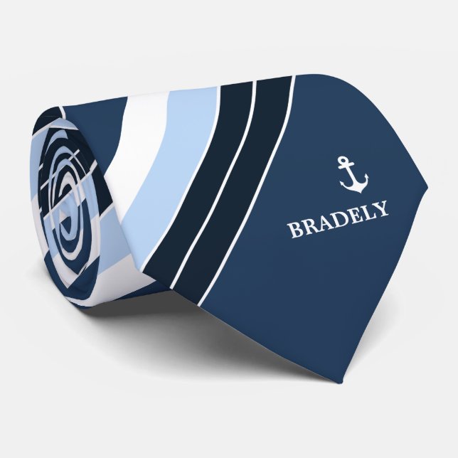 Personalisierter Name der blauen Streifen Krawatte (Gerollt)