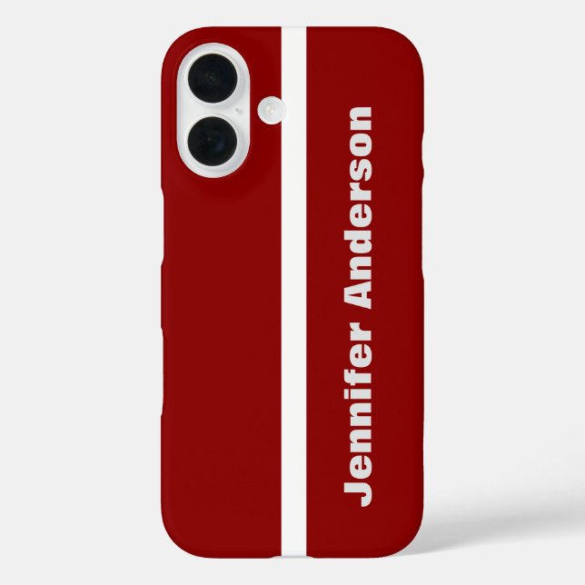 Personalisierter Name der dunkelroten Farbe iPhone 16 Hülle (Rückseite)