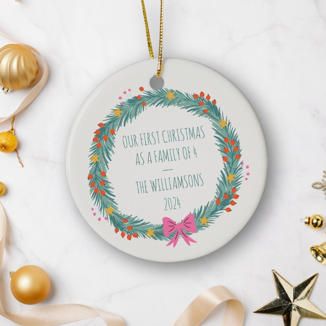 Personalisierter Name der ersten Weihnachtsfamilie Keramik Ornament (Von Creator hochgeladen)