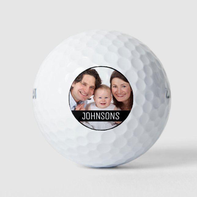 Personalisierter Name der Familie mit 1 Fotos Golfball (Vorderseite)